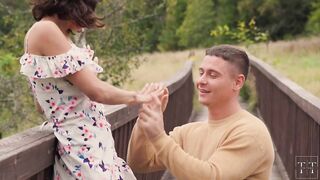 Cum all over his fiancée’s tits in the woods – Pimpal Bill