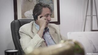 Elena Koshka Tries To Save Her Dads Job With His Boss. | Threesome – F68